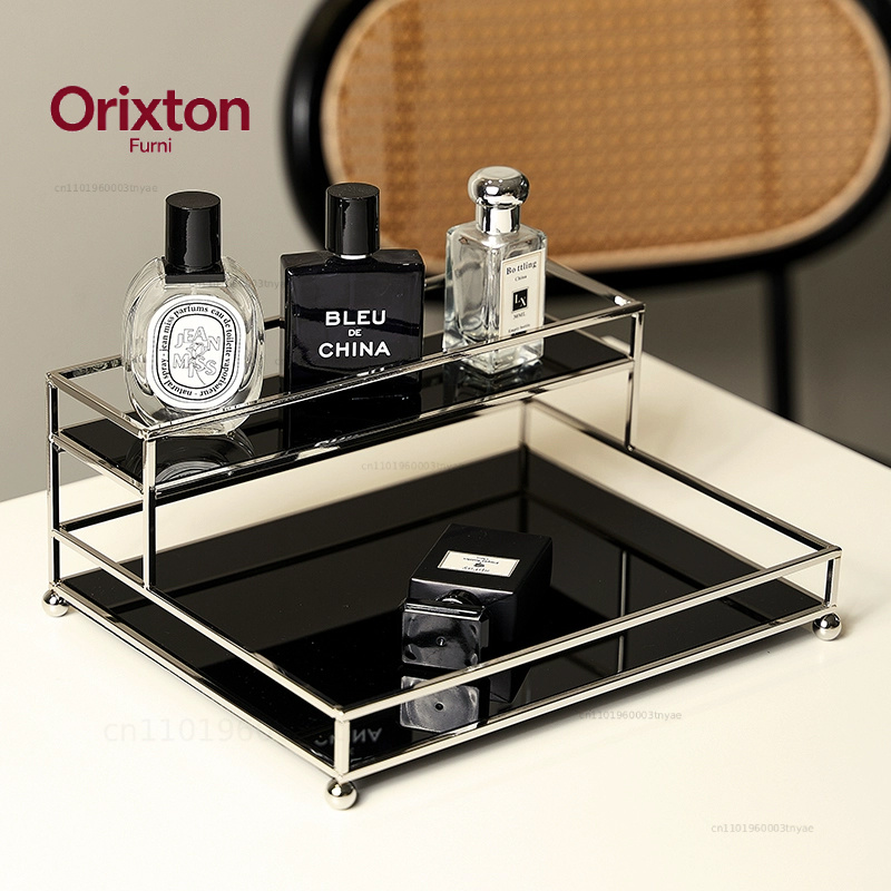 Luxury Skincare Tools - Organizzatore da Scrivania in Metallo Nero
